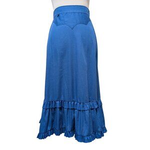 Rockmount Ranch Wear Womens Size XS? Blue Ruffle Hem Midi Western Rodeo Skirt